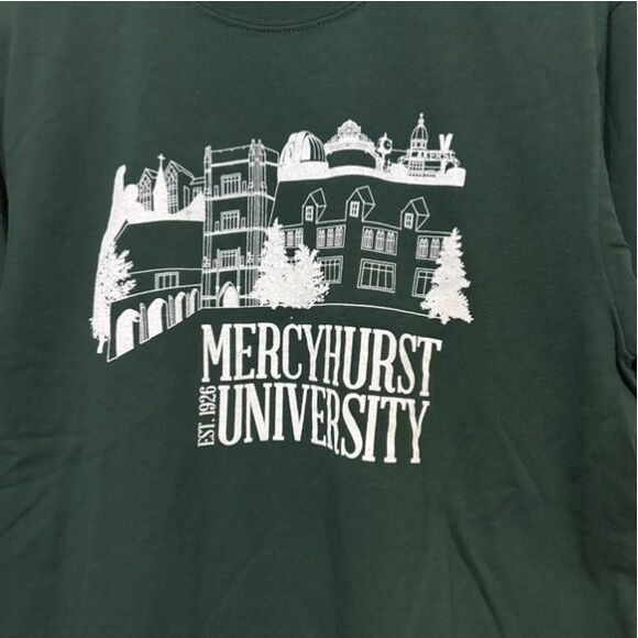 Mercyhurst University Size Medium Green Long Sleeved T-Shirt - Picture 2 of 5